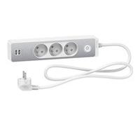 Bloc multiprises 3 Prises 2P+T et 2 USB - 1,5m - Blanc - Schneider Electric