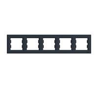 Schneider Electric Cadre 5 éléments, Anthracite, Plaque murale, Gris, Métal, Compatible avec tous les dispositifs électriques standard