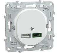 Double chargeur USB A 7.5W + C 45W Schneider Electric Ovalis blanc