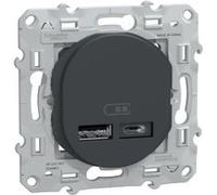 Schneider Electric - Double chargeur USB A+C 12W anthracite encastré - Ovalis - Schneider