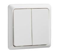 Schneider Electric Elso 506194 Double bouton-poussoir, encastré, 42 V/1 A, rénovation, blanc pur
