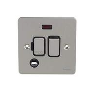 Schneider Electric GU5214BSS Ultimate Plaque plate avec interrupteur à fusible Neon Acier