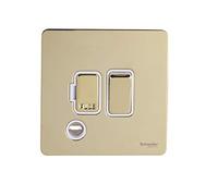 Schneider Electric GU5413WPB Ultimate Plaque plate sans vis, connexion fusible avec interrupteur en laiton
