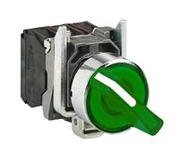 Schneider Electric Bouton à manette lumineux Harmony XB4 Ø22 - 2 pos fixe - Vert - 1O+1F - 24V