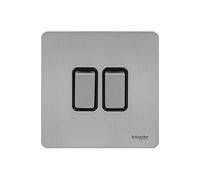 Schneider Electric Interrupteur double en chrome poli avec insert Noir 16AX