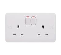 Schneider Electric - Lisse blanc moulé, double prise de courant commutée, double pôle, 13 A, GGBL3020DS, blanc