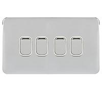 Schneider Electric Lisse GGBL1042WPC Interrupteur 2 voies sans vis 4 interrupteurs 10 AX Chrome poli avec insert blanc