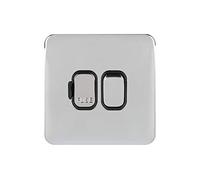 Schneider Electric Lisse GGBL5010BPC Unité de connexion commutée simple fusible 13 A Double pôle Chrome poli avec insert noir