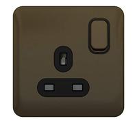 Schneider Electric Lisse Screwless Deco GGBL3010BMB Prise de courant simple avec interrupteur 13 A Bronze moka avec insert noir