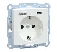 Schneider Electric Merten MEG2367-0325 Prise Schuko USB, type A+C, système M, encastrée, blanc actif