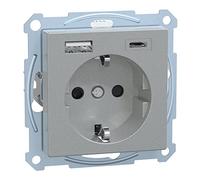 Schneider Electric Merten MEG2367-0460 Prise Schuko USB, type A+C, encastrée, système M, en aluminium