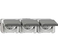 Schneider Electric Merten MEG2391-8029 Aquastar Prise Schuko 3 Prises Horizontales avec Couvercle à charnière IP44