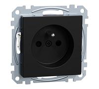 Schneider Electric Merten MEG2500-0403 Prise avec Broche de Contact de Protection, 1 Prise, Protection Tactile, bornes enfichables, système M, Noir Mat, numéro d'article : MEG2500-0403