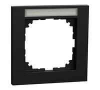 Schneider Electric Merten MEG4011-3603 M-Pure Cadre simple pour prises et interrupteurs avec porte-étiquette Noir mat, horizontal ou vertical, fabriqué en Allemagne