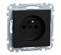 Schneider Electric Merten Prise avec Broche de Contact de Protection, 1 Prise, bornes de Levage à vis, Protection Tactile, système M, Noir Mat, numéro d'article MEG2600-0403
