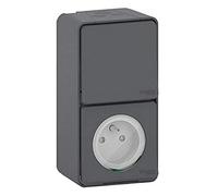 Schneider Electric MUR36025 Prise de courant + Va et Vient verticale mureva Styl, 250 V, Gris