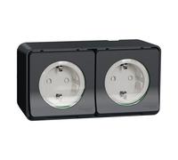 Schneider Electric – Prise de courant Mureva Styl MUR36030 – 3x Schuko 16A 2P+T à vis IP55 Gris