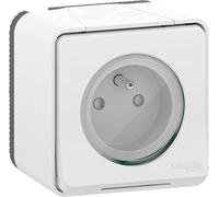 Schneider Electric MUR39030 mureva Styl Prise de courant 2p+t saillie Ip55 ik08 connexion automatique 250 V, Blanc