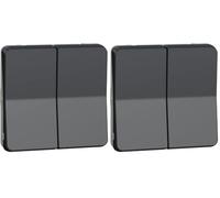 Schneider Electric - Mureva Styl - Double va et vient - composable - IP55 -IK08-connexion auto - gris - MUR35019 (Lot de 2)