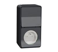 Schneider Electric - Mureva Styl - Prise courant 2P+T+va et vient verti. - saillie - IP55 IK08 - gris - MUR36025