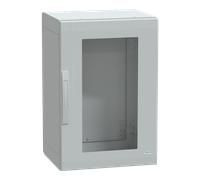Boîtier en polyester au sol. PLA entièrement étanche 750 x 500 x 420 mm IP65, transparent Portes Schneider Electric Contenu