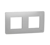 Schneider Electric NU200430 Unica Studio - plaque de finition - Alu - 2 postes