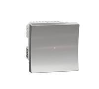 Schneider Electric NU351530W Wiser Unica - variateur poussoir - 2 fils - Zigbee - Alu - méca seul