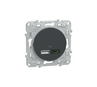 Schneider Electric - Odace - Chargeur USB Type A 7,5W +C 45W - Forte Puissance Type C - Anthracite - S540403