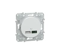 Schneider Electric - Odace - Chargeur USB Type A 7,5W +C 45W - Forte Puissance Type C - Blanc - S520403