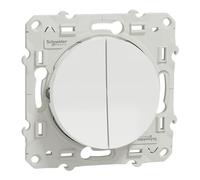 Schneider Electric Interrupteur Odace S525214 double va-et-vient 10 AX connexion rapide blanc
