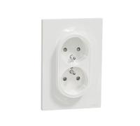 Schneider Electric - Odace prise de courant 2P+T double Blanc, à griffes spécial renovation, 1 poste - S521089