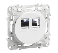 Schneider Electric - Odace, prise double RJ45 Blanc, grade 1 (téléphone + informatique) cat. 6 UTP - S520485
