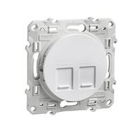 Odace, prise double rj45 blanc, sans connecteur (empreinte infraplus)