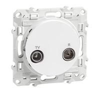 Schneider Electric - Odace, prise TV/FM Blanc, pour système en série, passage, à vis - S520453