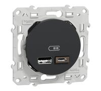 Schneider Electric - Odace - prise USB double - type A+C - Anthracite - 5 Vcc - 2,4A - S540401