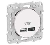 Prise USB double - type A+C - Blanc - 5 Vcc - 2,4A odace Schneider Electric S520401