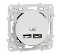 Schneider Electric - Odace - prise USB double - type A+C - Blanc - 5 Vcc - 2,4A - S520401