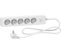 Multiprise 5 prises Schneider Electric Odace blanc 1.5 m