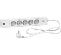 Schneider Electric - Odace, Rallonge Multiprises 5 Prises 2P+T, Blanche, 2xUSB, 1,5m - ST935U1W