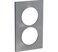 Schneider Electric Plaque Odace Styl Aluminium Double verticale 57 mm G