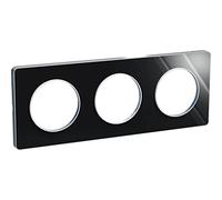 Schneider Electric - Odace Touch, plaque Aluminium brillant fumé avec liseré Alu 3postes entraxe 71mm - S530806K1