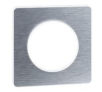 Plaque de finition 1 poste Odace Touch Aluminium liseré blanc Schneider