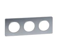Schneider Electric – Plaque Odace Touch S530806J – Aluminium brossé liseré, 3 postes horiz./vert. 71 mm