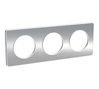Schneider Electric Plaque de finition Odace Touch 3 postes Aluminium liseré blanc