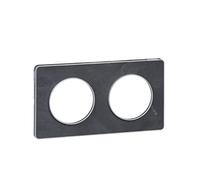 Schneider Electric – Plaque 2 postes Odace Touch Ardoise, liseré aluminium, entraxe 71 mm