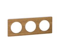 Schneider Electric – Plaque Odace Touch Bois naturel liseré blanc 3 postes horiz./vert. 71 mm