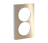 Schneider Electric - Odace Touch, plaque Bronze brossé avec liseré Blanc 2 postes verticaux 57mm - S520814L