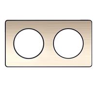 Plaque 2 postes - H / V - Entraxe 71 mm - Bronze brossé avec liseré anthracite - Odace Touch 2011 - S540804L - Schneider