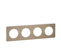 Schneider Electric - Odace Touch, plaque Bronze brossé liseré Blanc 4 postes horiz./vert. 71mm - S520808L