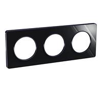 Schneider Electric - Odace Touch, plaque Miroir brillant fumé avec liseré Anth. 3postes entraxe 71mm - S540806K1